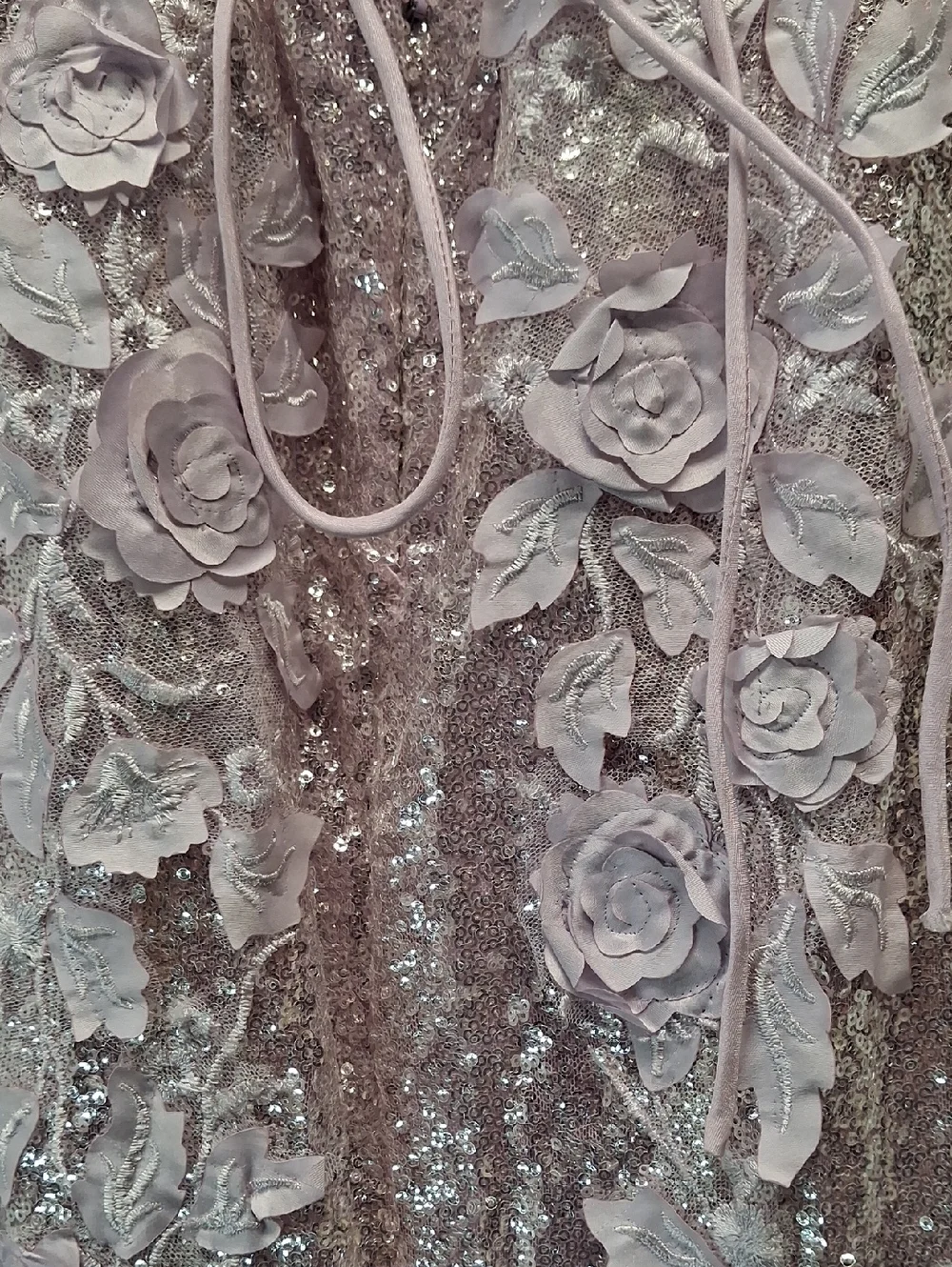 NWOT Jovani Sequin Floral Appliqué Gown in Light Pink - Picture 11 of 13